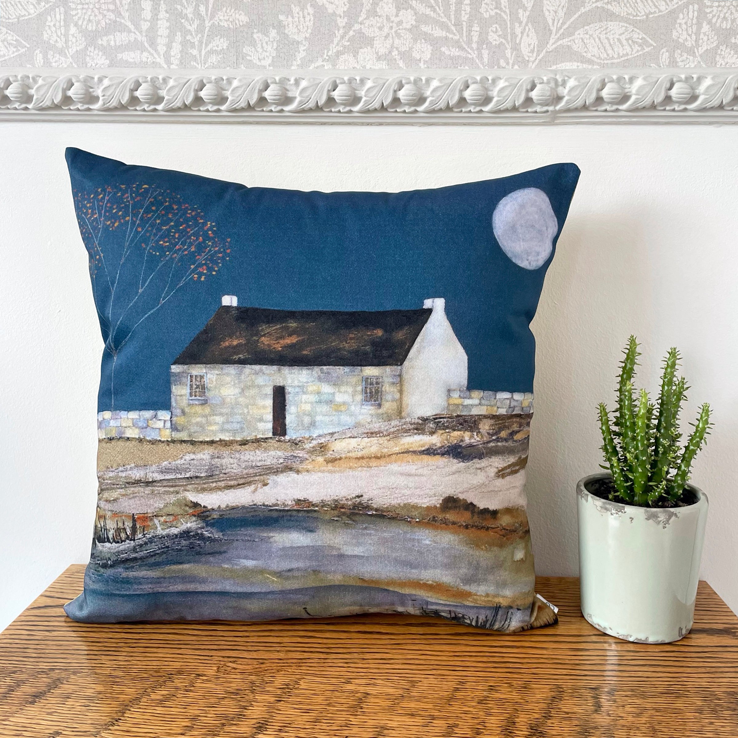 Hand made cushion "A Frosty Moon" (Cover only)