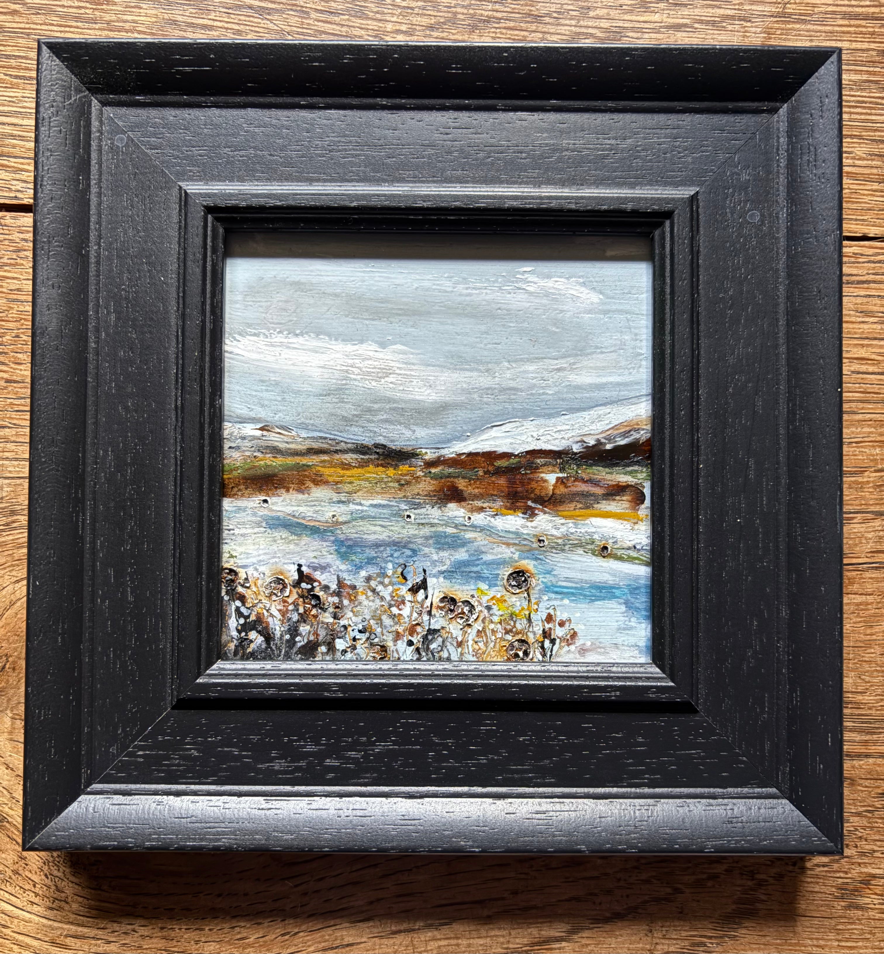 Mixed Media art on wood By  Louise O’Hara “Dusk Snowfall”