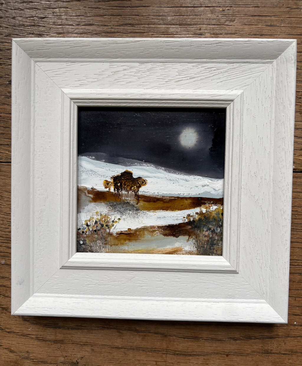 Mixed Media Art on wood By Louise O'Hara “Frosty night”