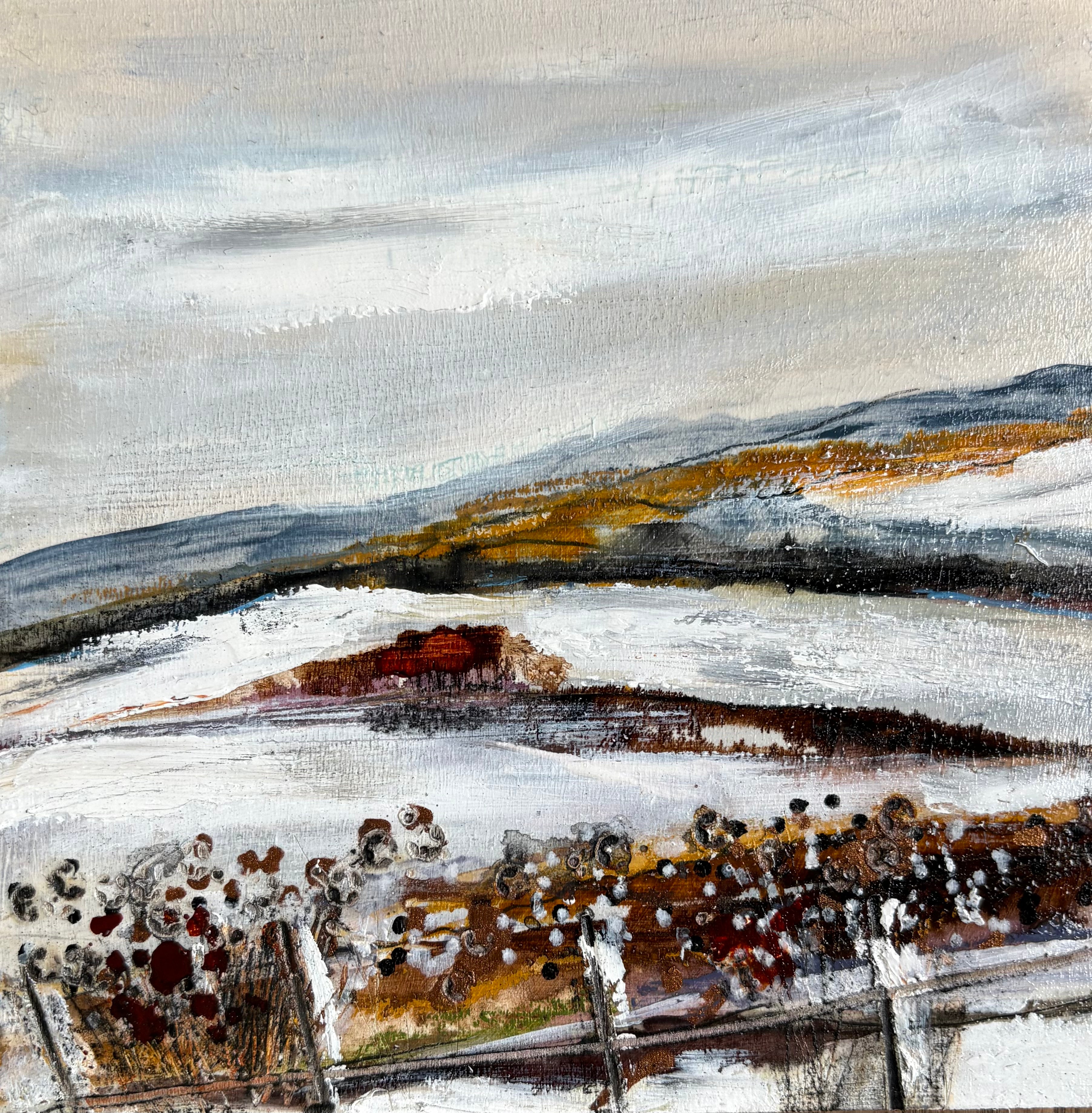 art on wood By  Louise O’Hara “Snow across the valley’