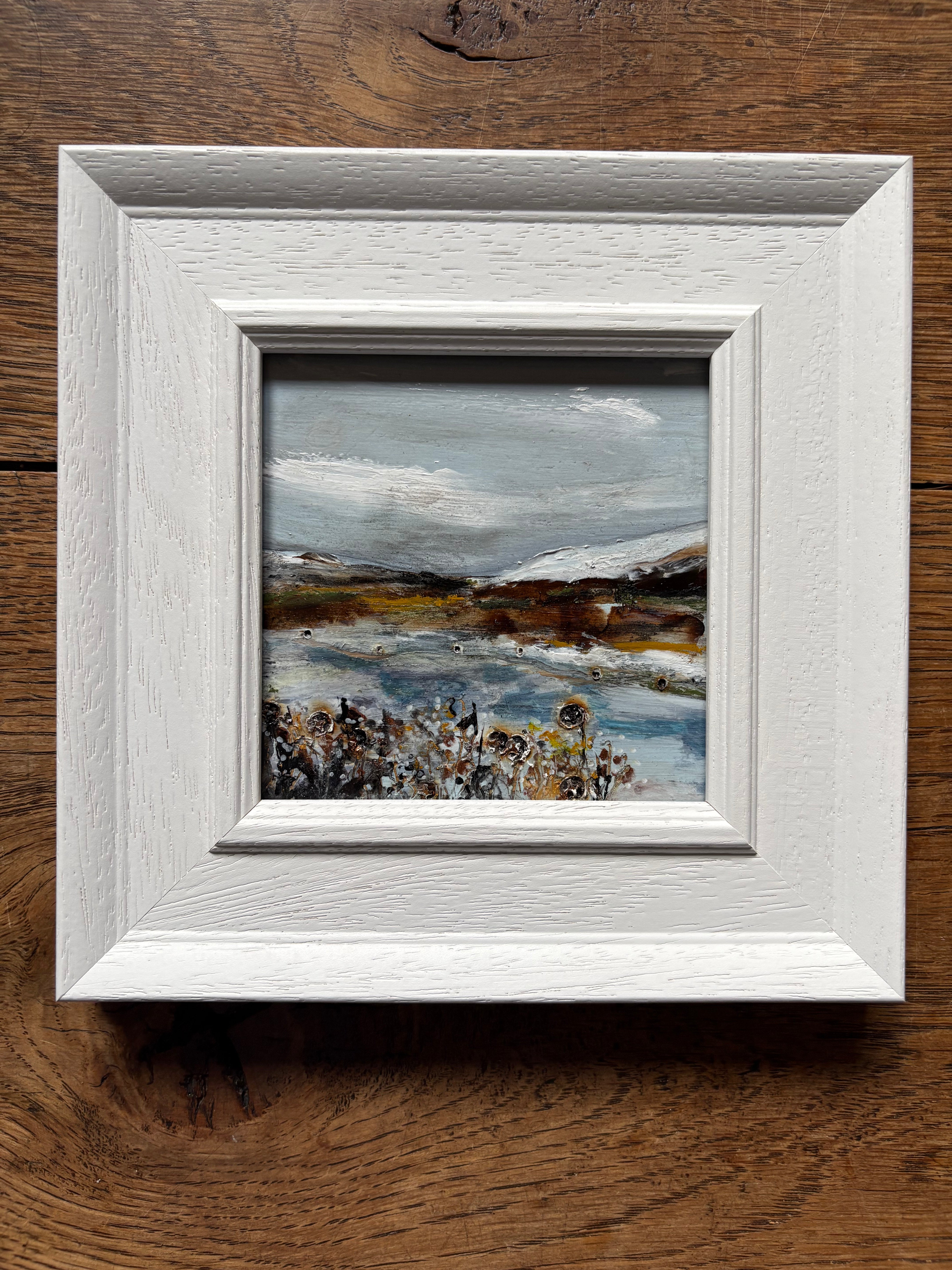 Mixed Media art on wood By  Louise O’Hara “Dusk Snowfall”