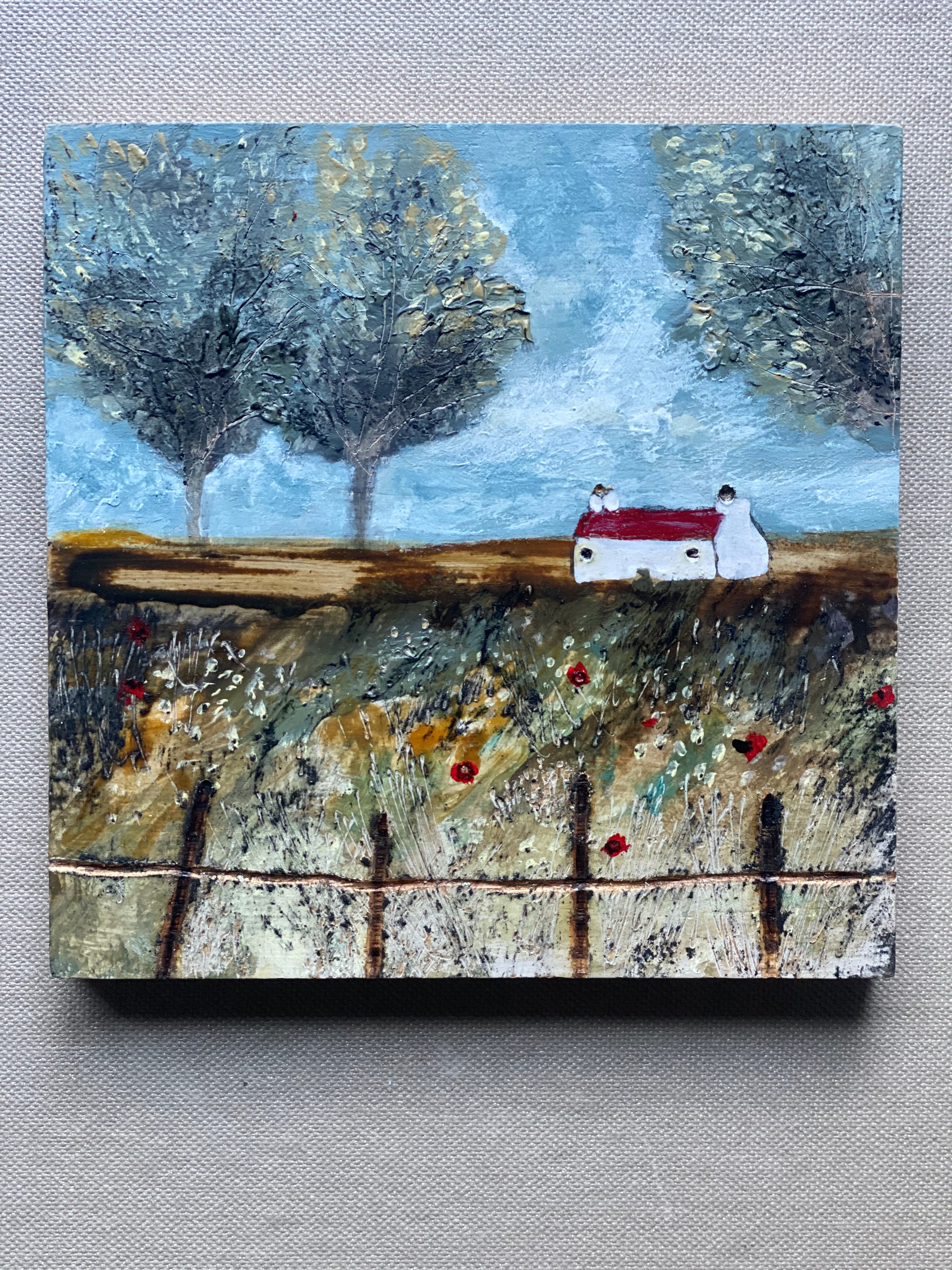 Mixed Media  art on wood By Louise O’Hara “Across the miles”