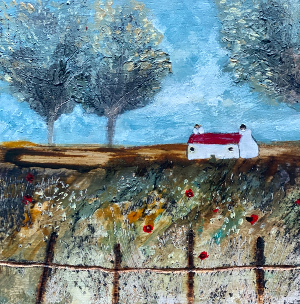 Mixed Media  art on wood By Louise O’Hara “Across the miles”