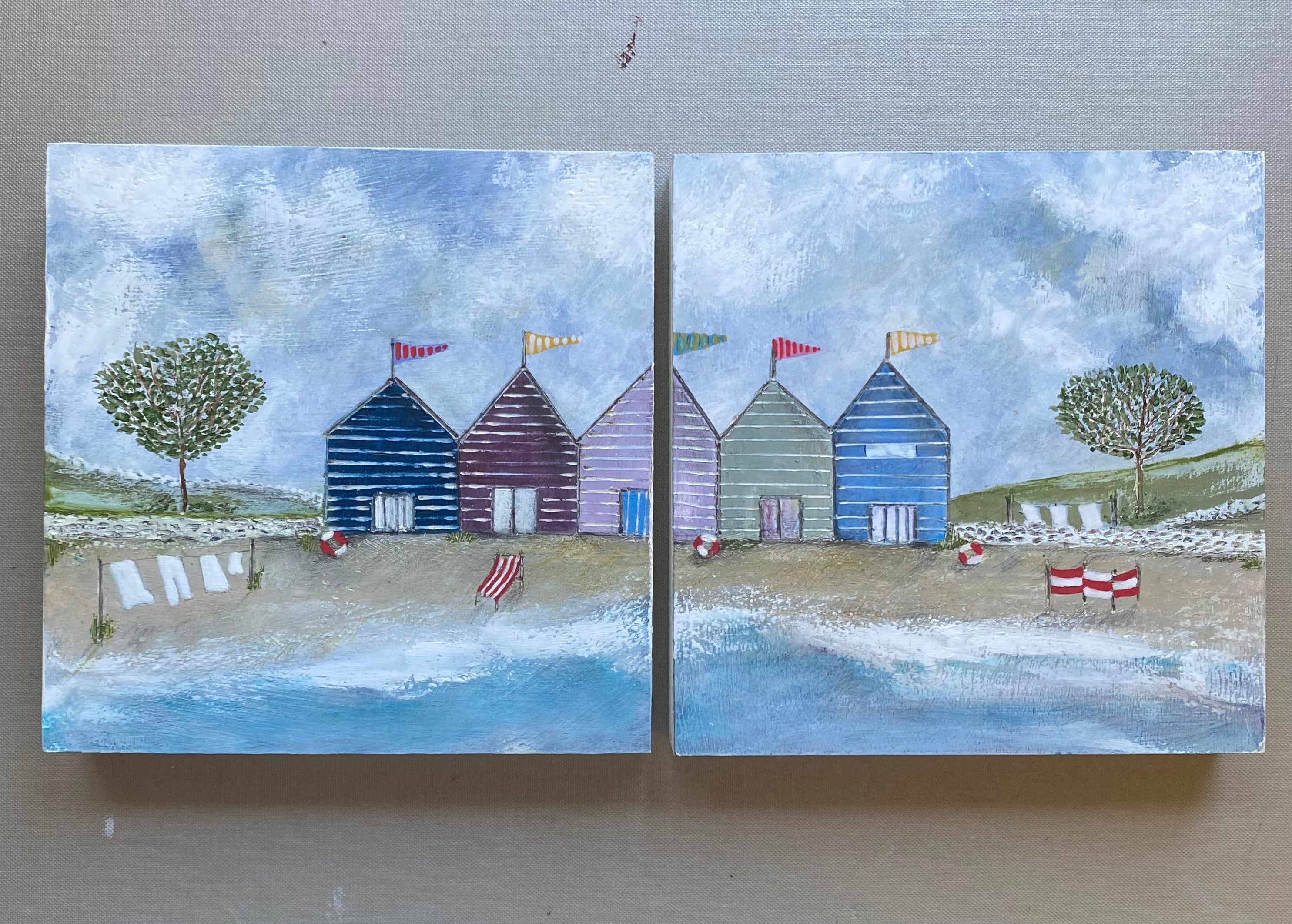 Mixed Media art on wood By Louise O’Hara “A long beach day”