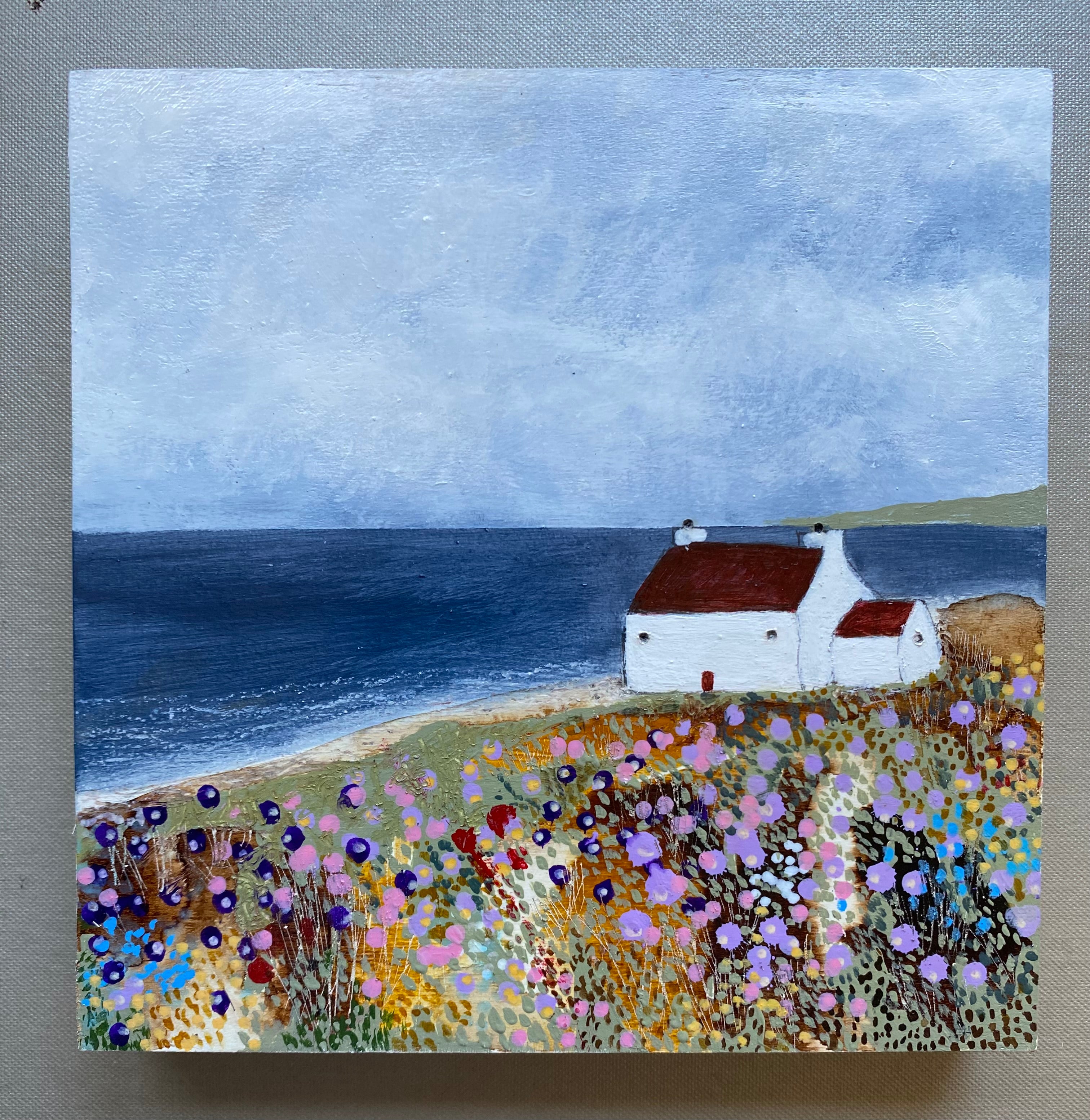 Mixed Media art on wood By Louise O’Hara “The sound of the sea 2”