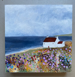 Mixed Media art on wood By Louise O’Hara “The sound of the sea 2”