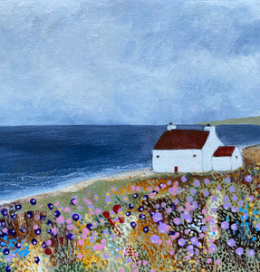 Mixed Media art on wood By Louise O’Hara “The sound of the sea 2”