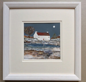 Mixed Media Art By Louise O'Hara “An icy pond by moonlight”