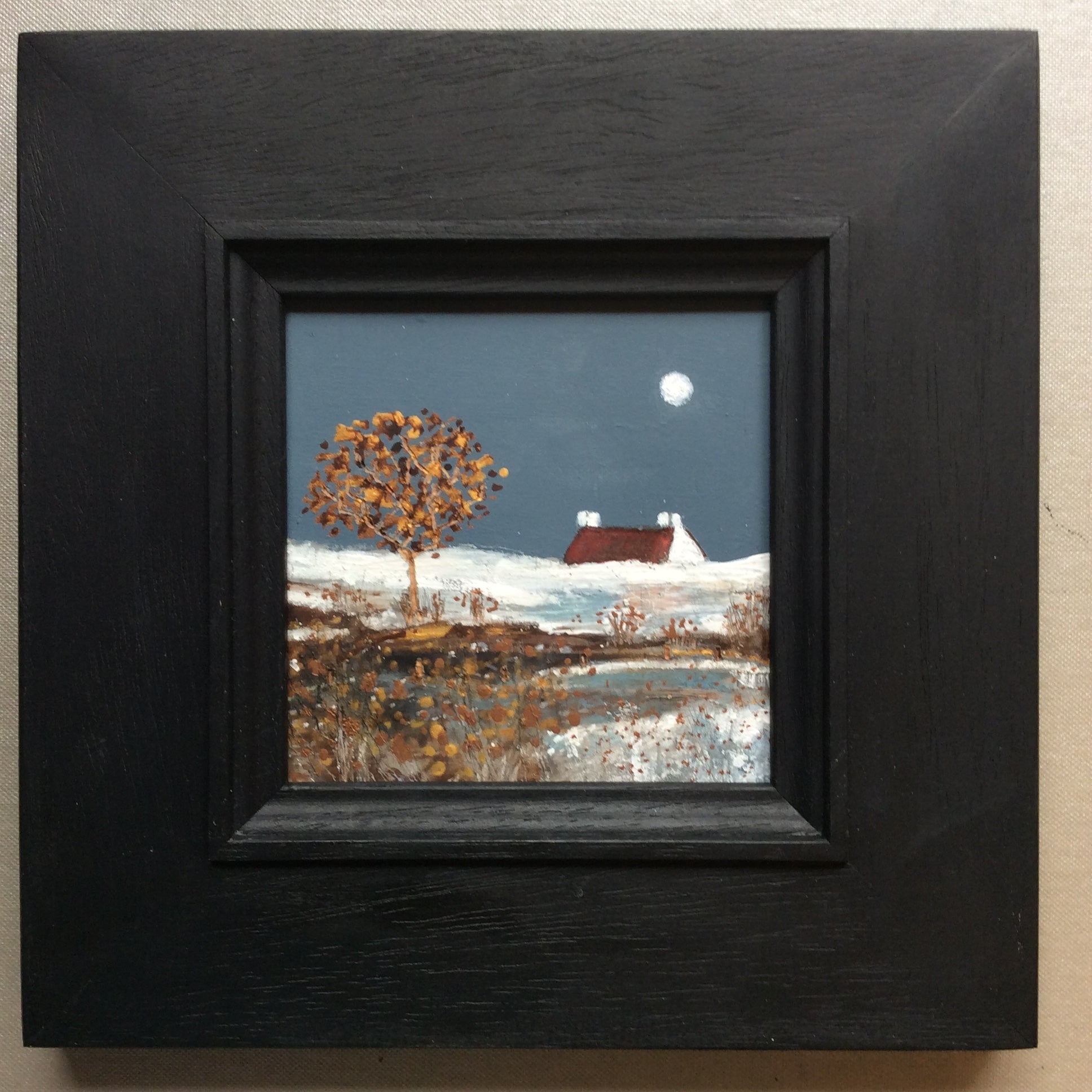 Mixed Media  art on wood By Louise O’Hara “Golden tones by moonlight”