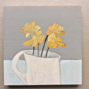 Mixed Media art on wood By Louise O’Hara  “Daffodils from the garden”