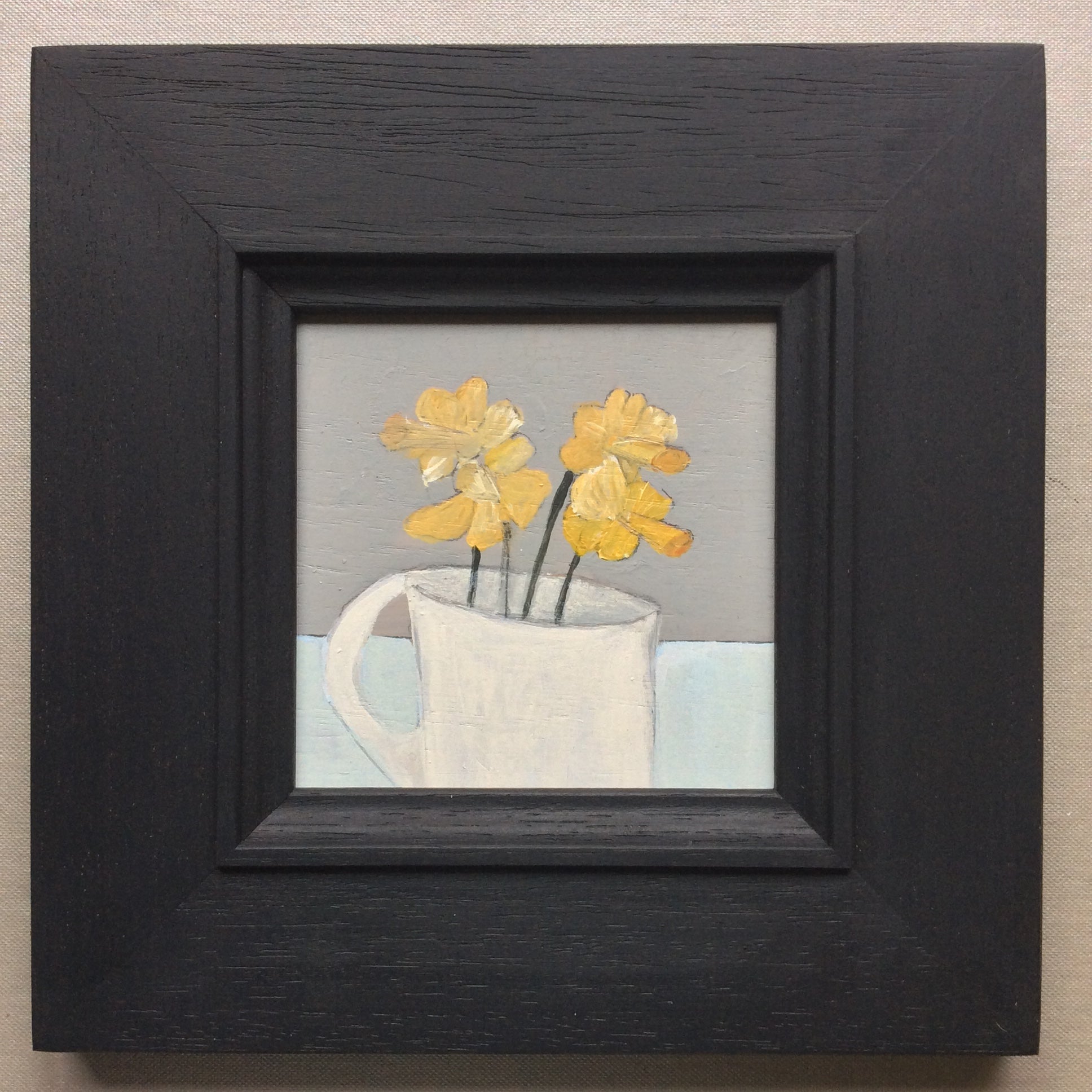 Mixed Media art on wood By Louise O’Hara  “Daffodils from the garden”