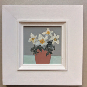 Mixed Media art on wood By Louise O’Hara  “Hellebores”