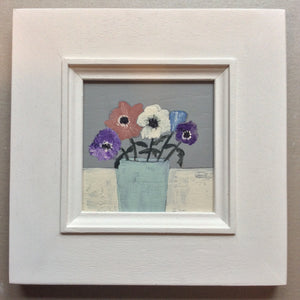 Mixed Media art on wood By Louise O’Hara  “Anemones”