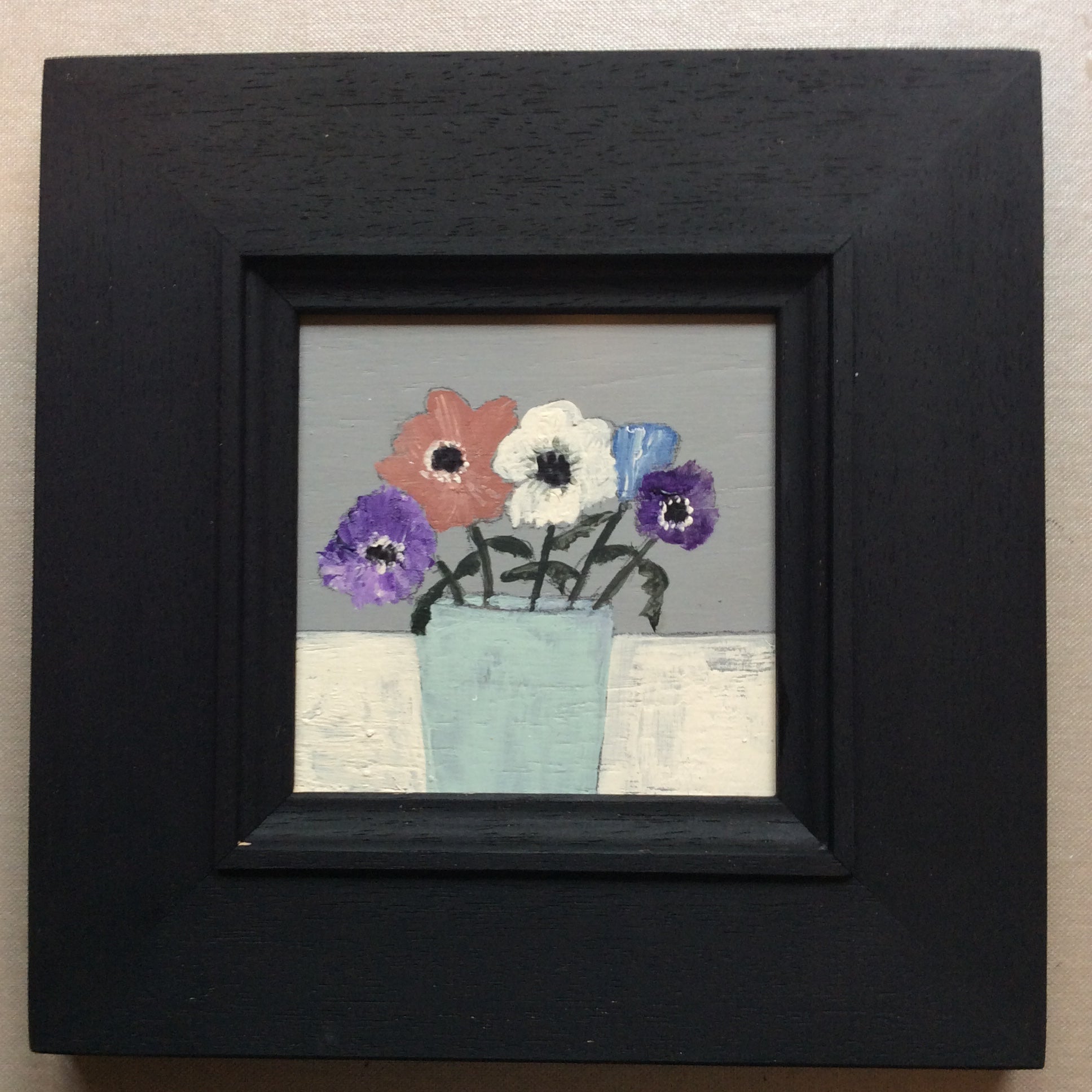 Mixed Media art on wood By Louise O’Hara  “Anemones”