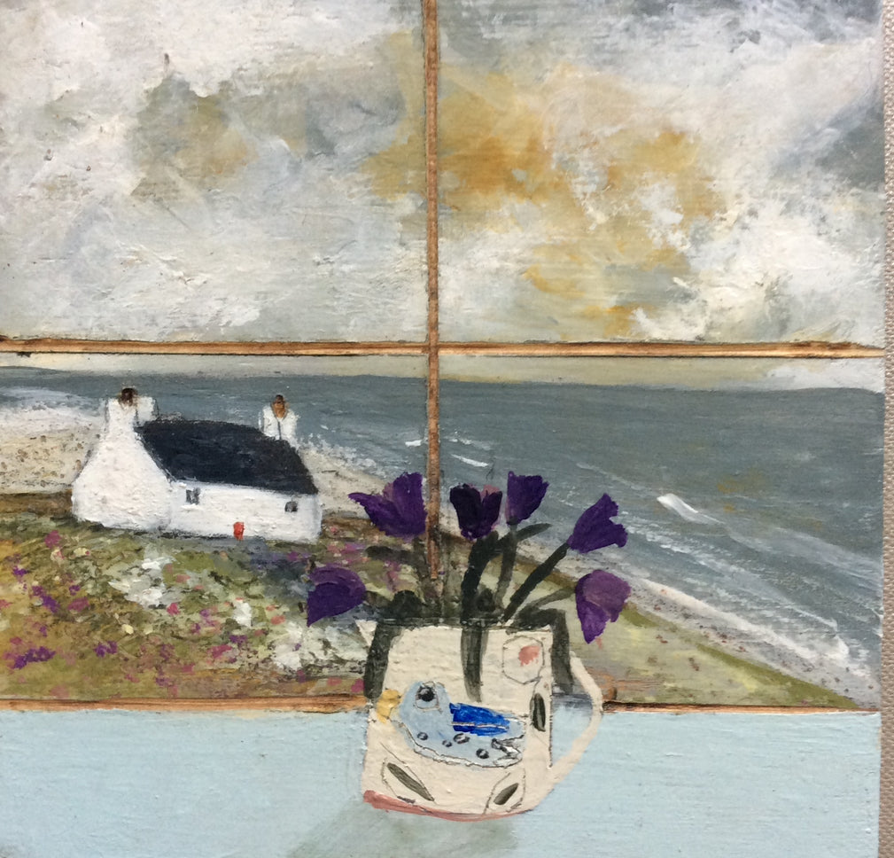 Mixed Media art on wood By Louise O’Hara  “Beach Cove View”