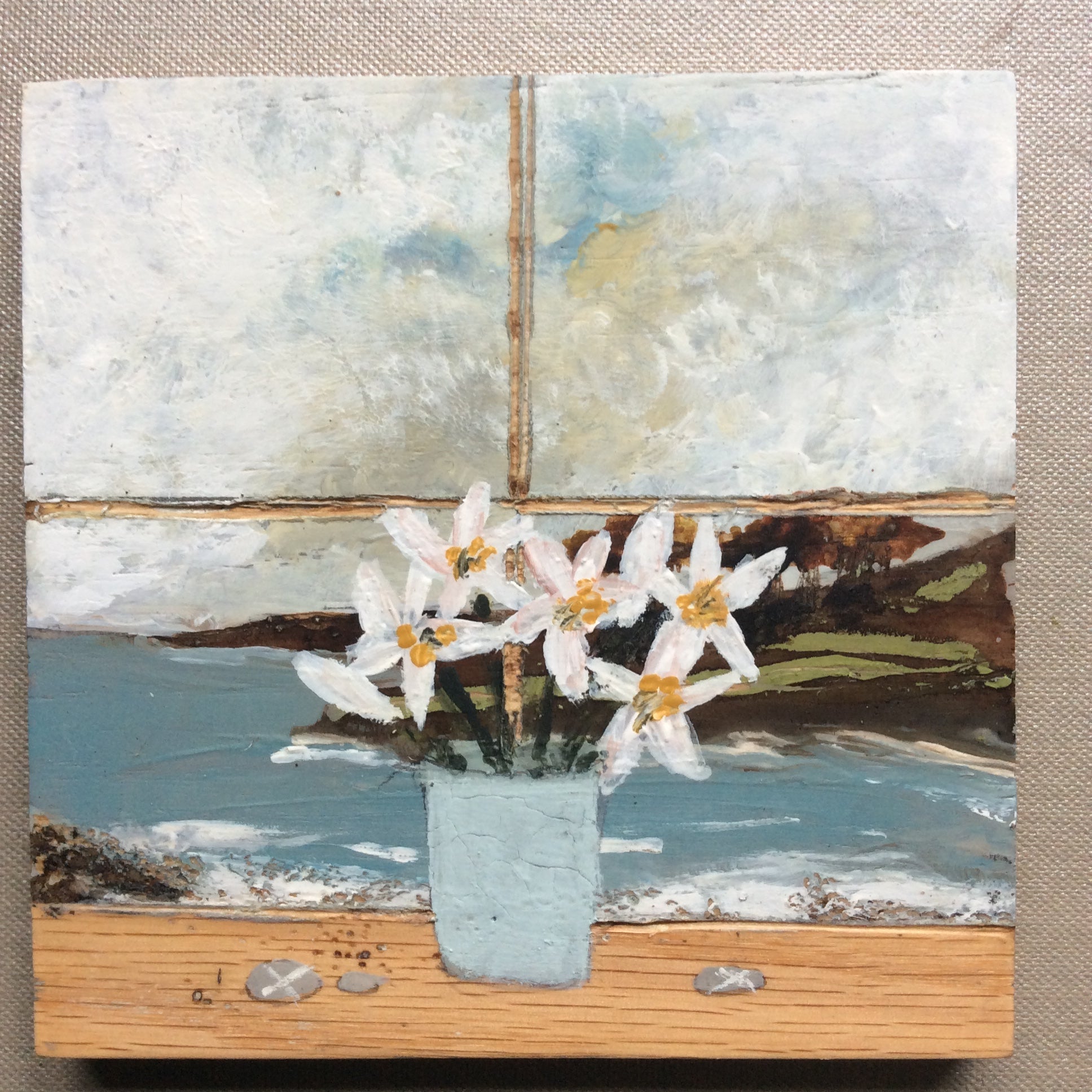 Mixed Media art on wood By Louise O’Hara  “Down to the Sea”