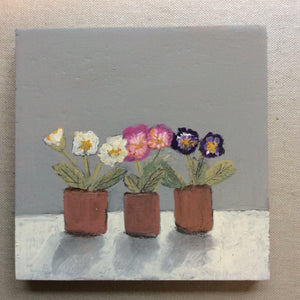 Mixed Media art on wood By Louise O’Hara  “All ready for the garden”