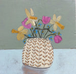 Mixed Media art on wood By Louise O’Hara “Easter Flowers”