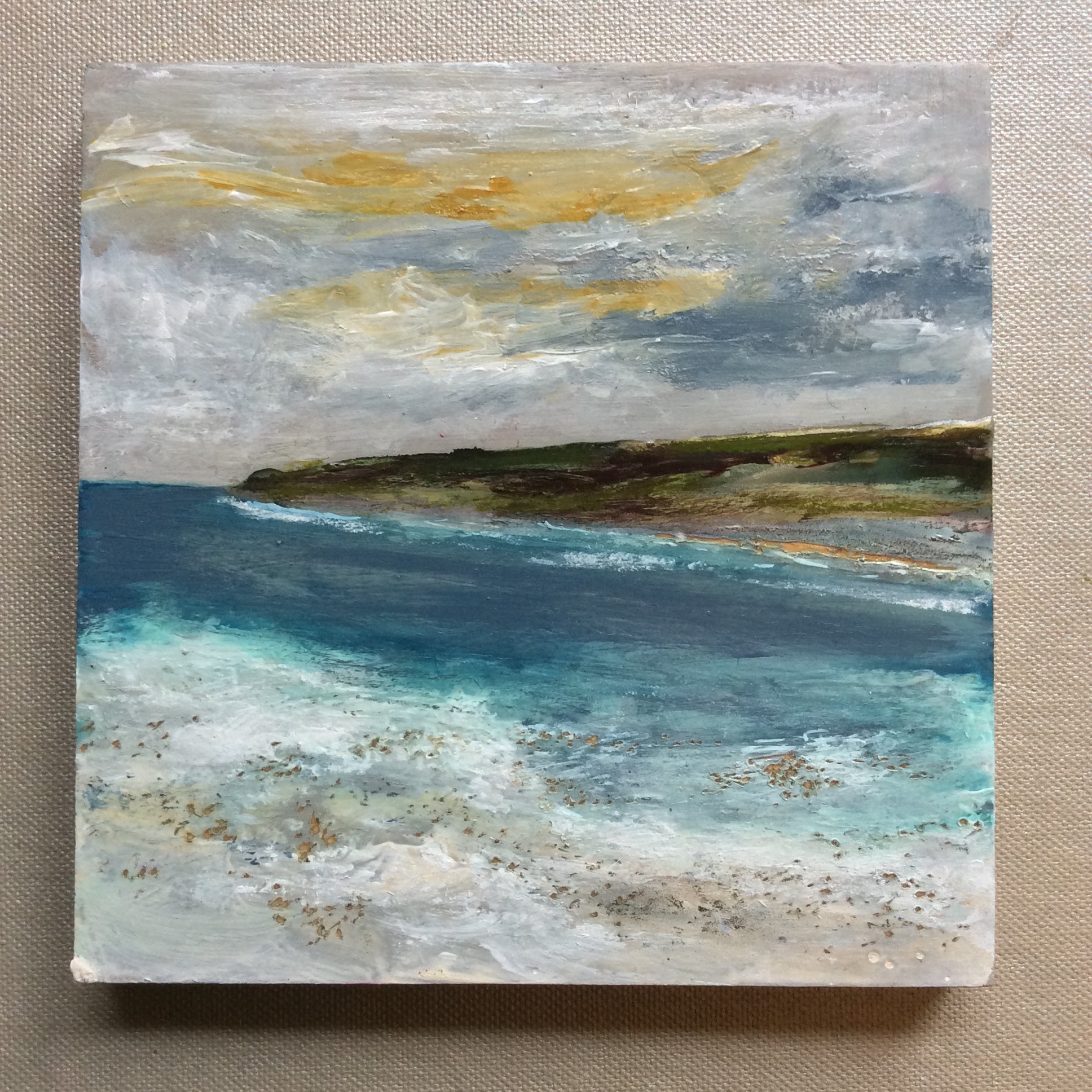 Mixed Media art on wood By Louise O’Hara  “coastal Twilight”