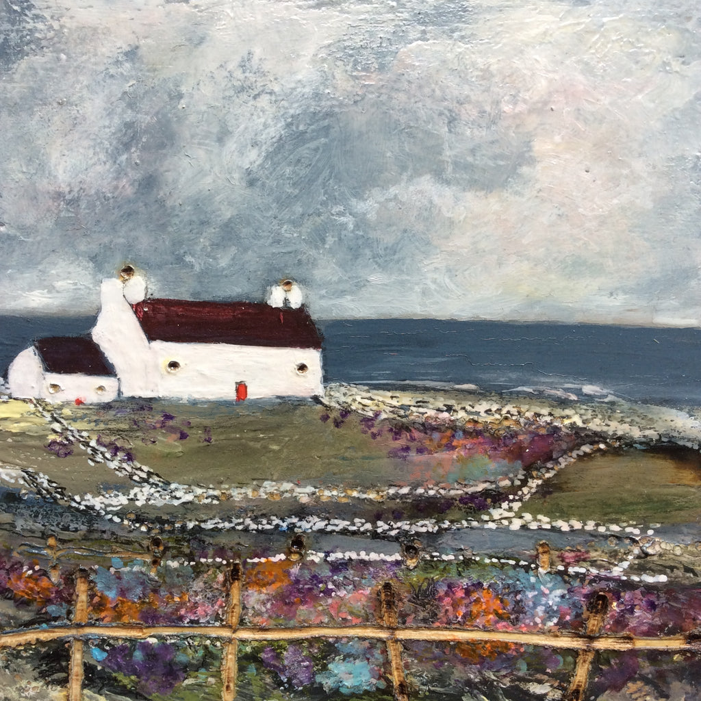 Mixed Media art on wood By Louise O’Hara  “Seabreeze Cottage”