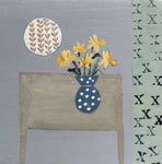 Mixed Media art on wood By Louise O’Hara  “Dotty about daffodils”