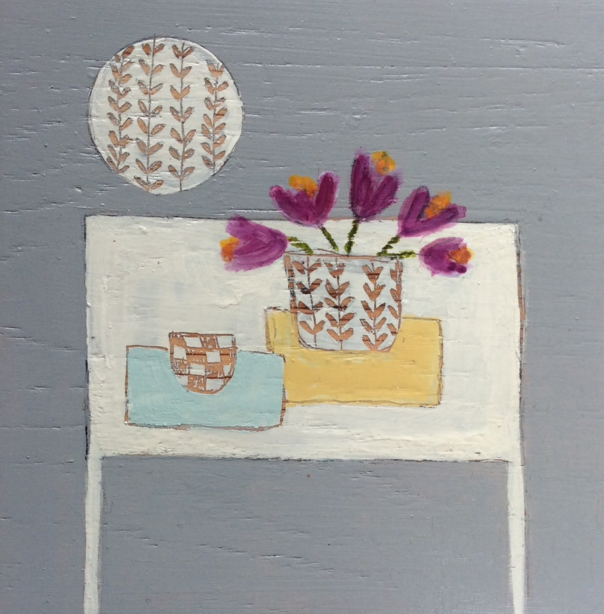 Mixed Media art on wood By Louise O’Hara  “Spring crocus”