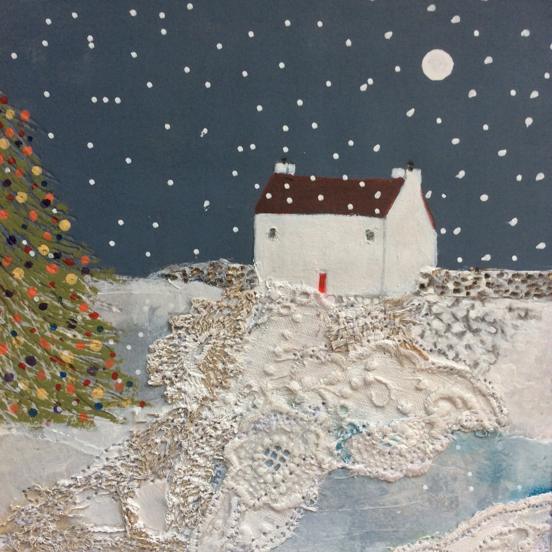 Mixed Media Art By Louise O'Hara “Christmas decorations lit up the night sky”