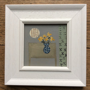 Mixed Media art on wood By Louise O’Hara  “Dotty about daffodils”