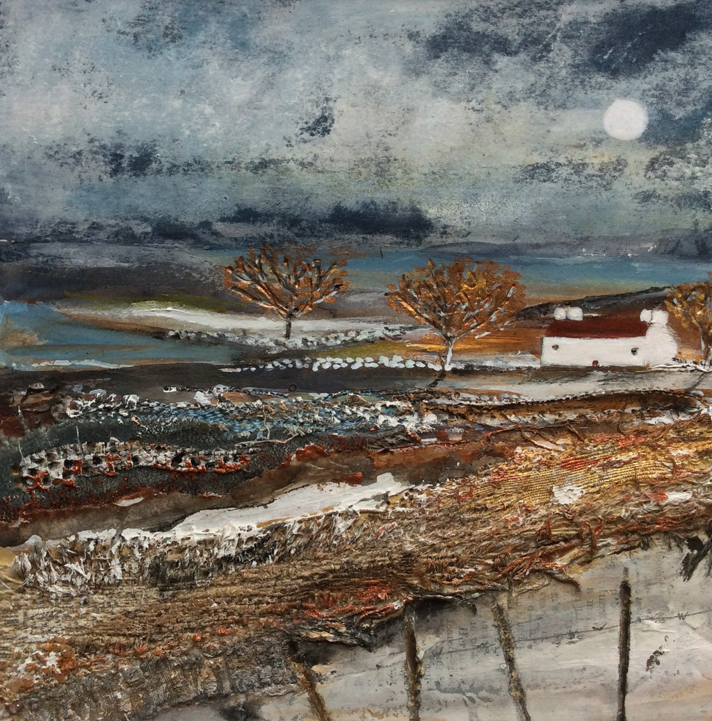 Mixed Media Art By Louise O'Hara “ A Tarn by Moonlight”