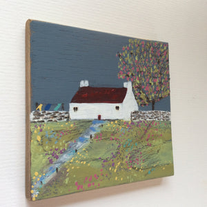 Mixed Media Art on wood By Louise O'Hara - "Dark skies on a Spring day”