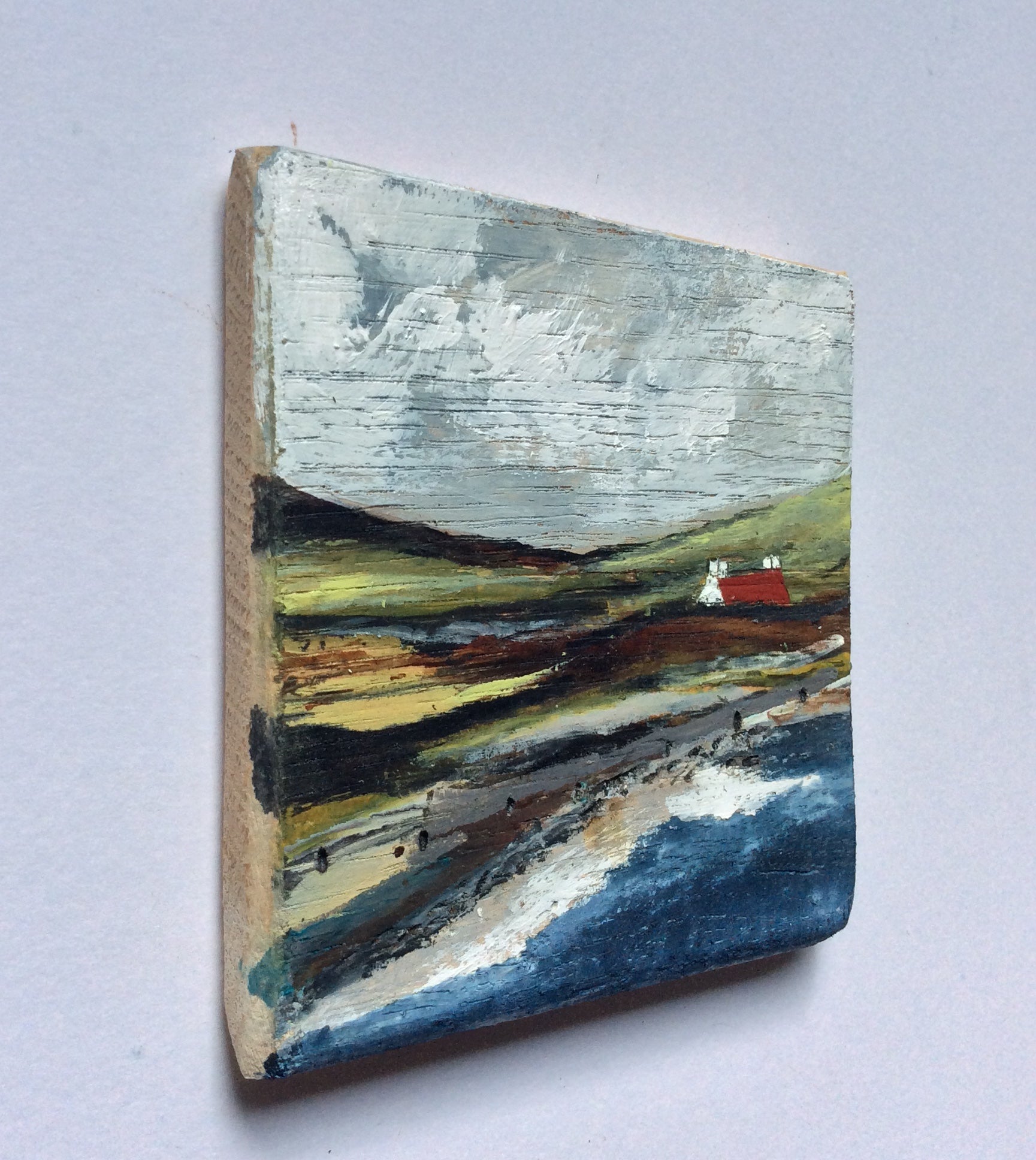 Mixed Media Art on wood By Louise O'Hara - "The sound of the waves”