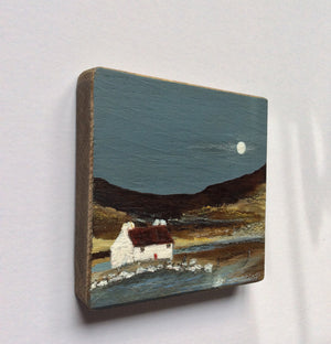 Mini Mixed Media Art on wood By Louise O'Hara - "The old Boat House"