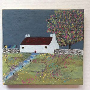 Mixed Media Art on wood By Louise O'Hara - "Dark skies on a Spring day”