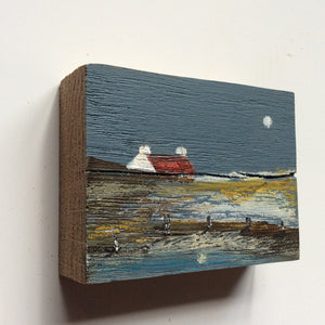 Miniature Mixed Media Art on wood By Louise O'Hara - "One Autumn eve”