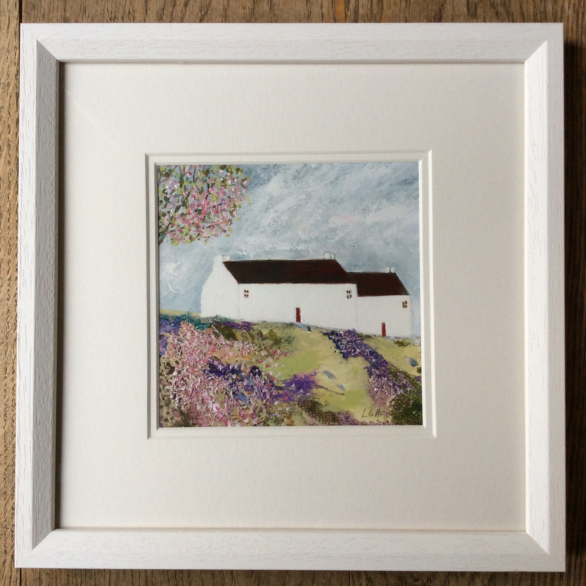 Mixed Media Art print work by Louise O'Hara "The Blossom Tree at White Cottage"
