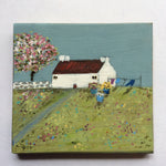 Mixed Media Art on wood By Louise O'Hara - "An early Spring wash day”
