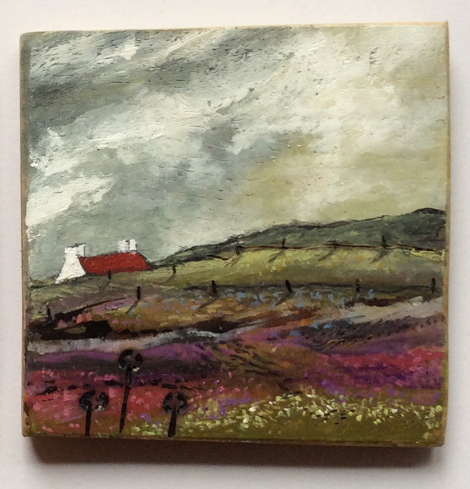 Mixed Media Art on wood By Louise O'Hara - “A Summer storm”