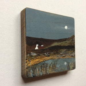 Mini Mixed Media Art on wood By Louise O'Hara - "Quarry Bank Cottage"