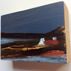 Miniature Mixed Media Art on wood By Louise O'Hara - "One Autumn evening”
