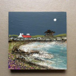Mixed Media art on wood By Louise O'Hara - "A Moonlit Cove”