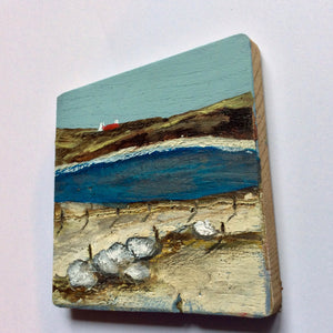 Mixed Media Art on wood By Louise O'Hara - "The rugged shoreline of the West Coast”