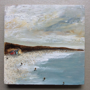 Mixed Media art on wood By Louise O'Hara - "A secluded beach”