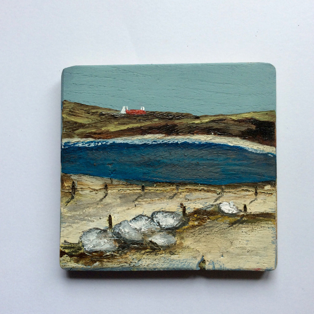 Mixed Media Art on wood By Louise O'Hara - "The rugged shoreline of the West Coast”