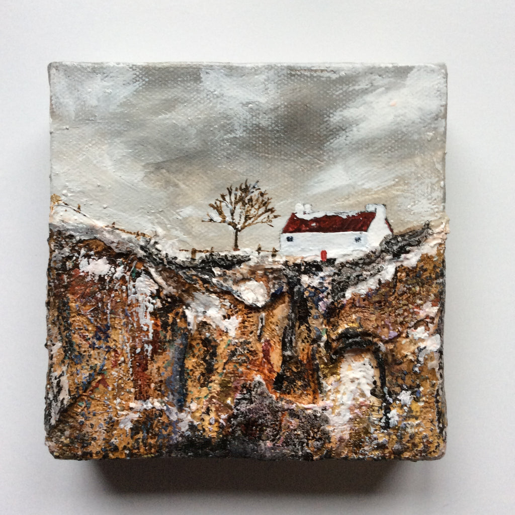 Mixed Media Art By Louise O'Hara - "Another cold day at Clifftop Cottage”