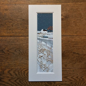 Mixed Media  art By Louise O’Hara “A Winters Night snow fall ”