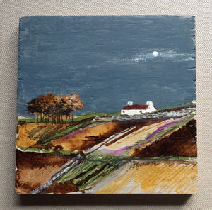 A Mixed Media art on wood By Louise O’Hara “Moonlit Fields”