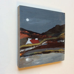 Mixed Media Art on wood By Louise O'Hara - "A moonlit Valley In Autumn”
