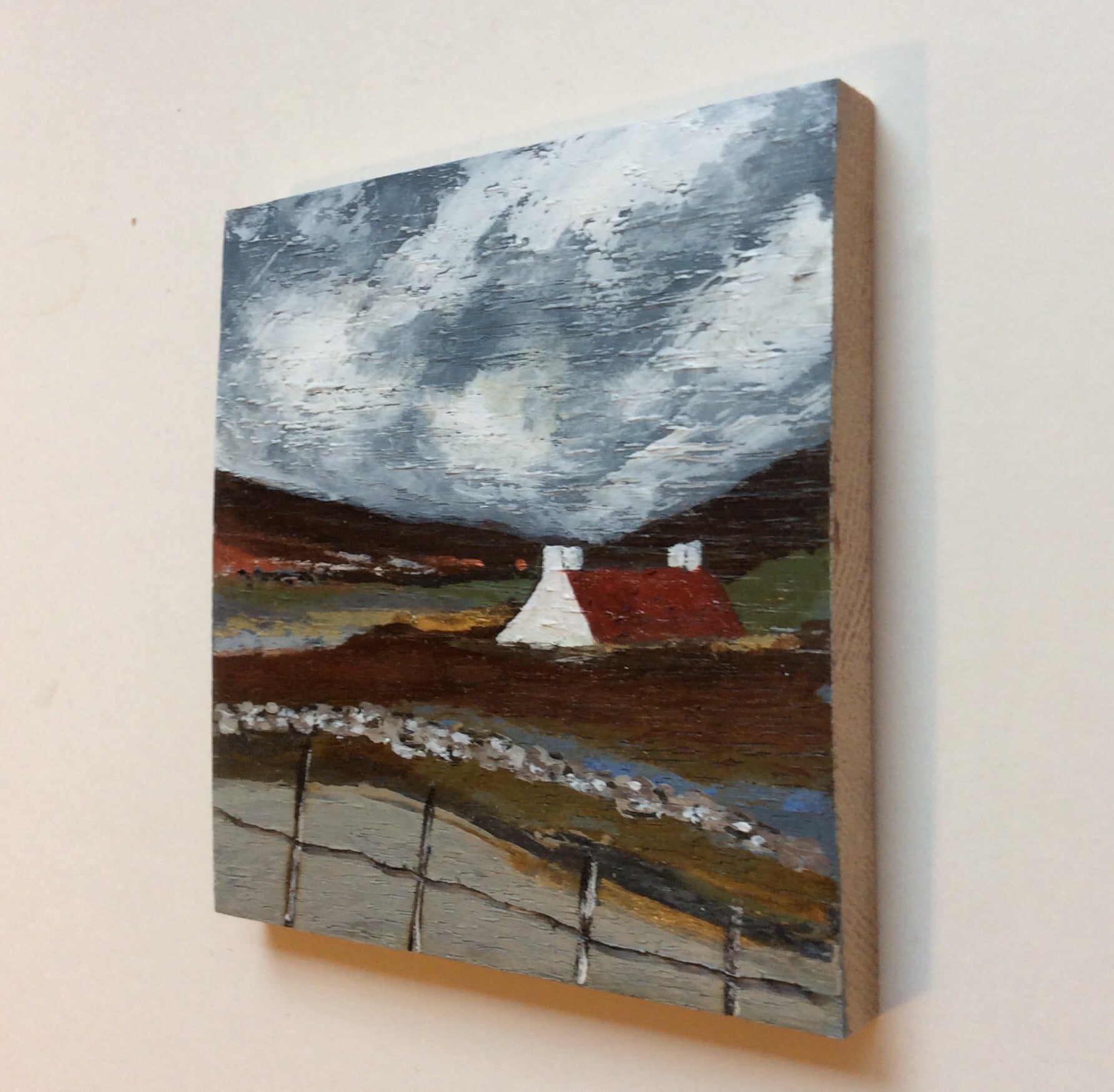 Mixed Media Art on wood By Louise O'Hara - "Storm clouds”