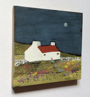 Mixed Media Art on wood By Louise O'Hara - "A Spring night”