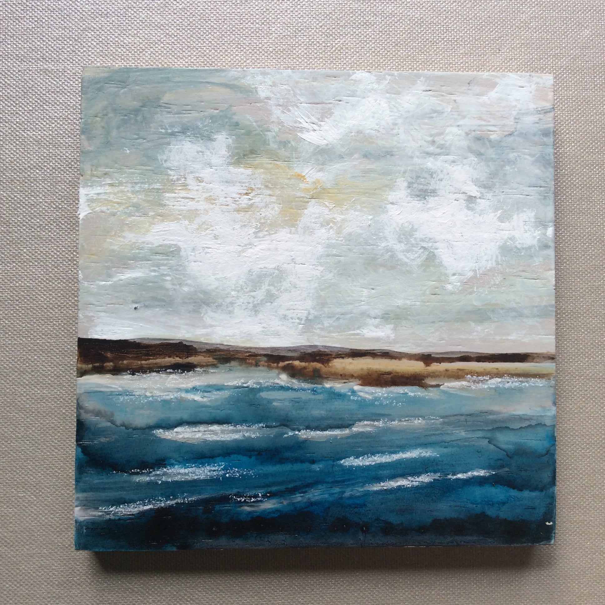 Mixed media art on wood By Louise O’Hara “Gentle Waves”